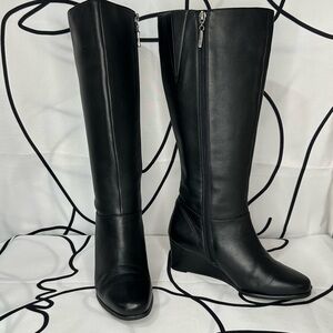 Ros Hommerson Black Wedge Heeled Boots 8 wide and wide calf
